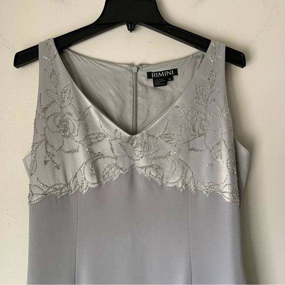 RIMINI Vintage Silver Evening Long Dress Beading embellished Matching Jacket 12 - Picture 10 of 16